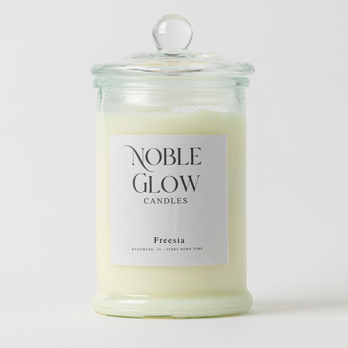 Freesia Scended Candle, (1 Wick, 350g, 45 - 55 hrs burn) Noble Glow Candles